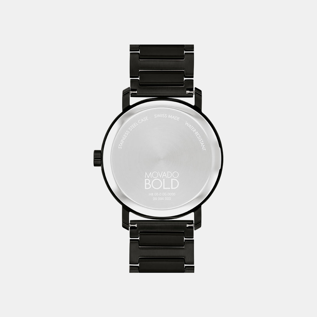 Bold Men Quartz Black Dial Analog Stainless Steel Watch 3601112