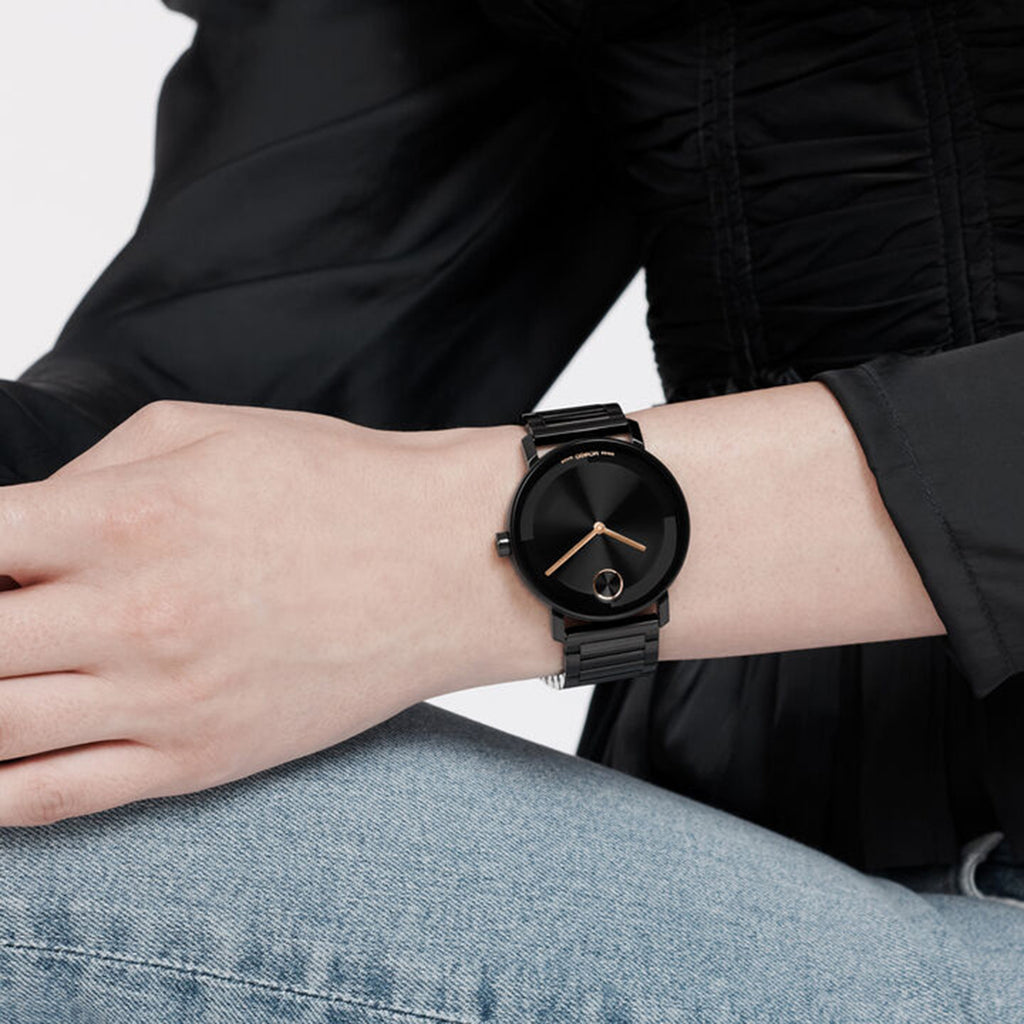 Bold Men Quartz Black Dial Analog Stainless Steel Watch 3601112