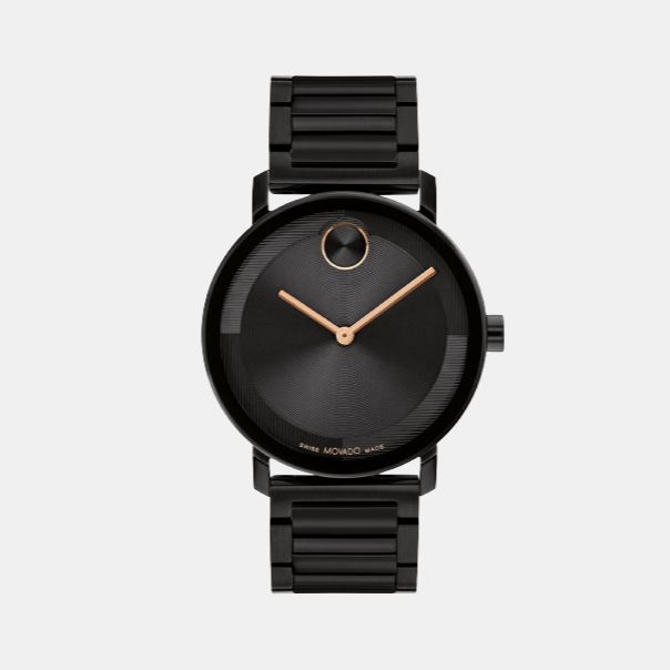 Movado Men s Analog Round Dial Quartz Black Stainless Steel Watch 3601112 Just In Time