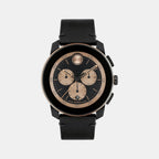 Bold Men Quartz Black Dial Chronograph Leather Watch 3601114