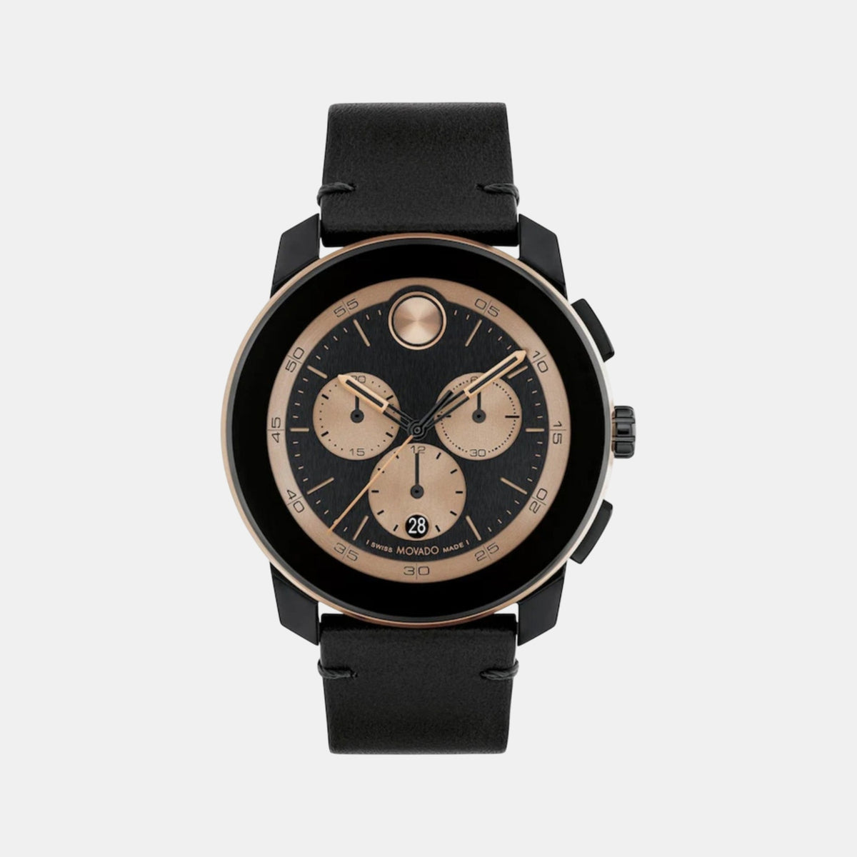 Bold TR90 Men Quartz Black Dial Chronograph Stainless Steel Watch 3601114