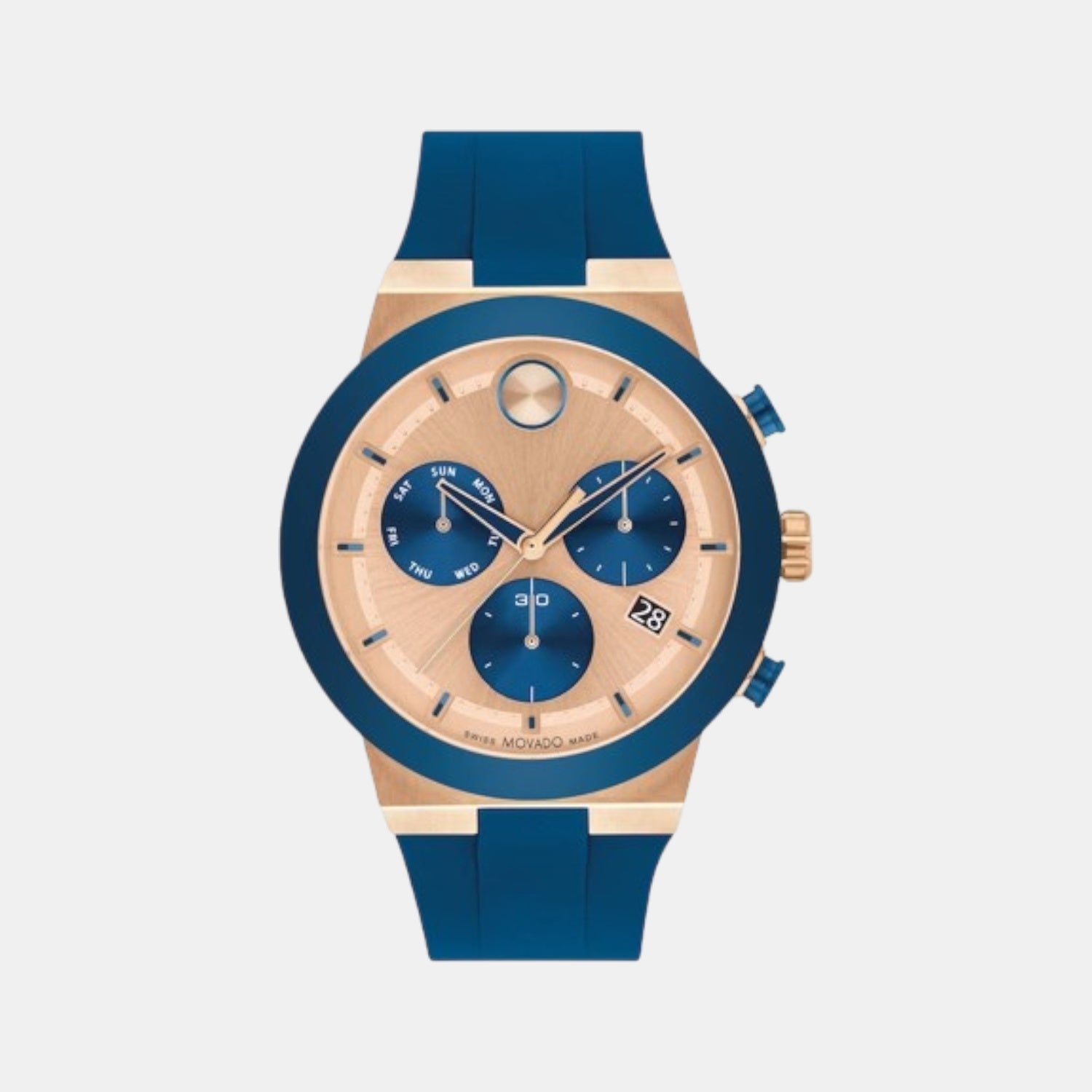 Bold Fusion Men Quartz Rose Gold Dial Chronograph Silicone Watch 3601139