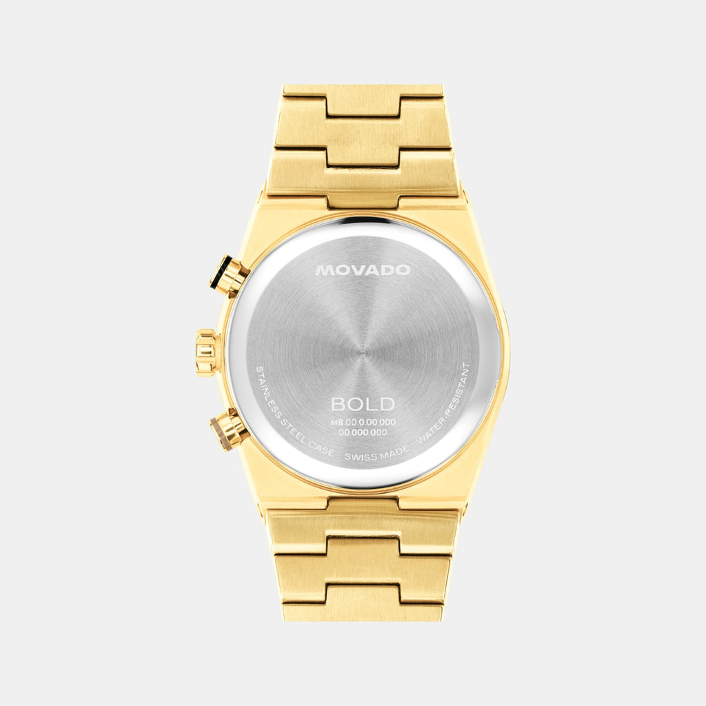 Bold Men Quartz Yellow Light & Black Dial Chronograph Stainless Steel Watch 3601185