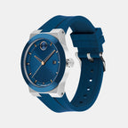 Bold Men Quartz Blue Dial Analog Silicone Watch 3601193