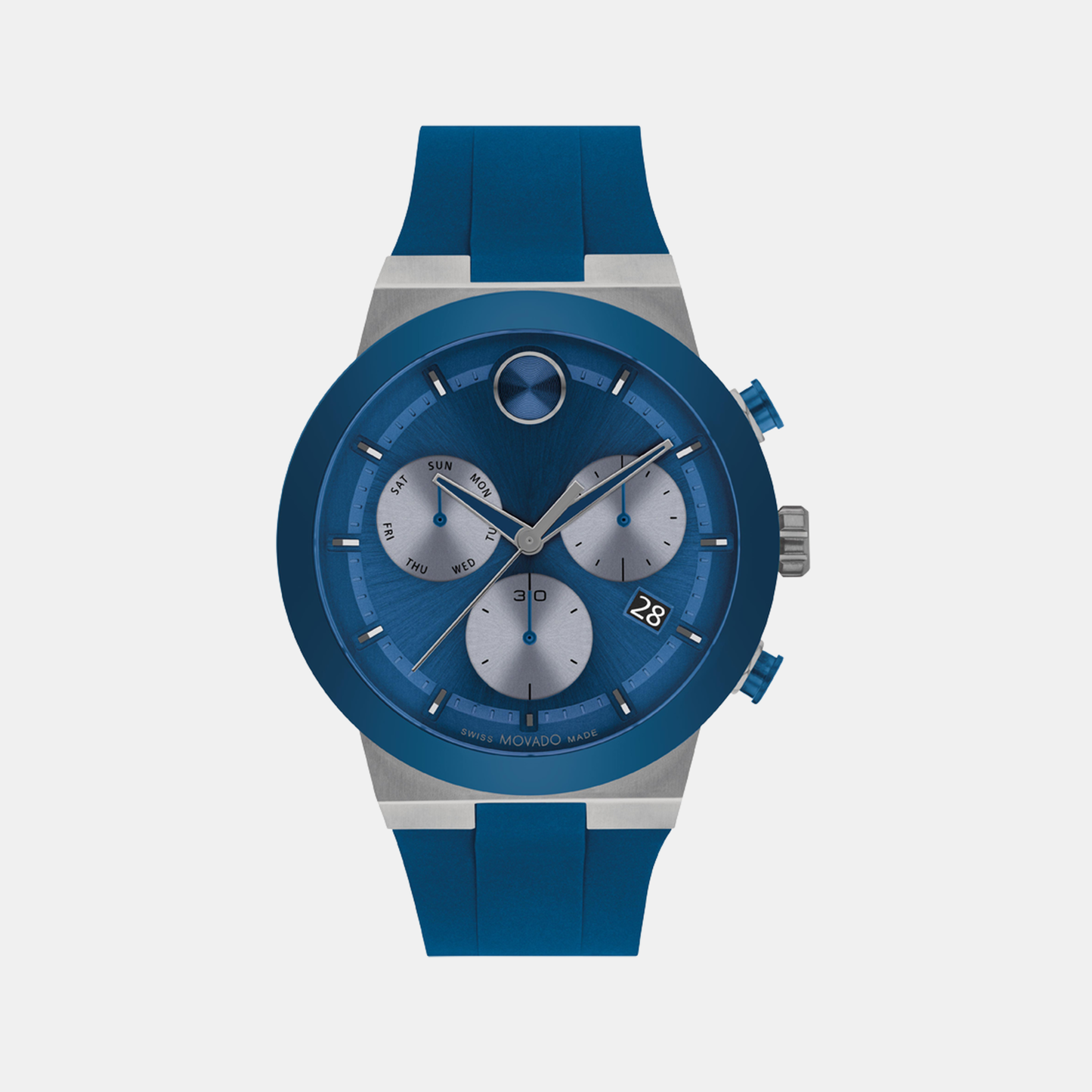 Bold Men Quartz Blue Dial Chronograph Silicone Watch 3601197