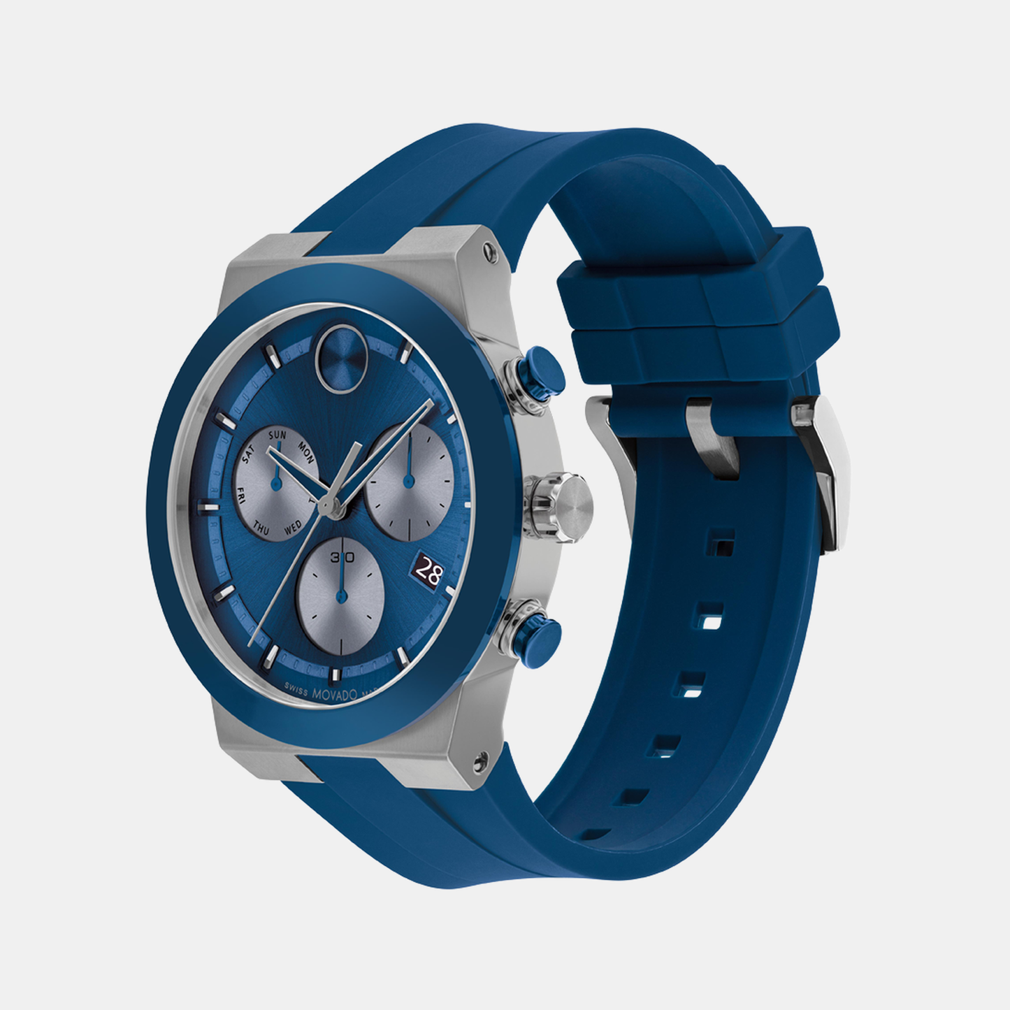 Bold Men Quartz Blue Dial Chronograph Silicone Watch 3601197