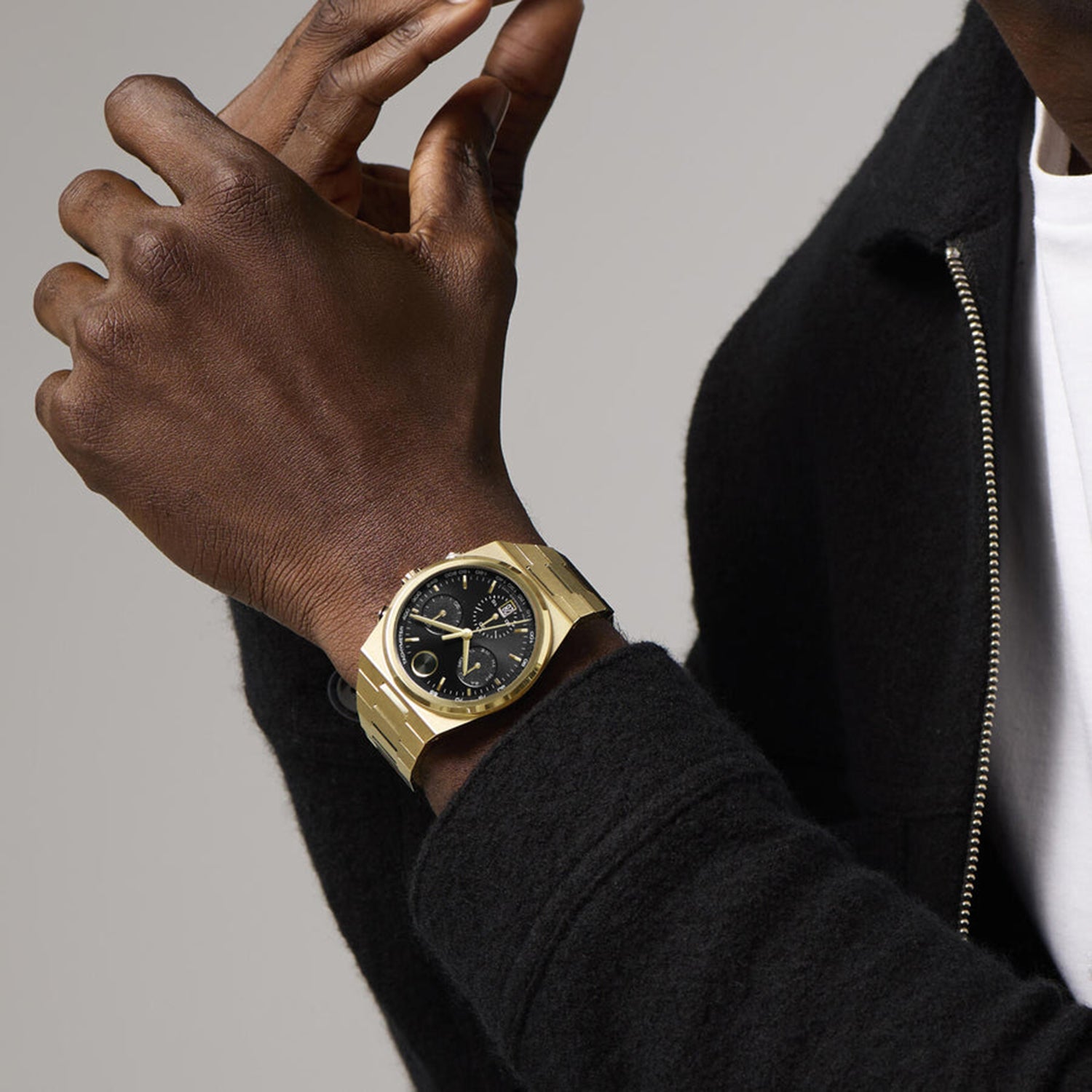 Bold Quest Men Quartz Black Dial Chronograph Stainless Steel Watch 3601198