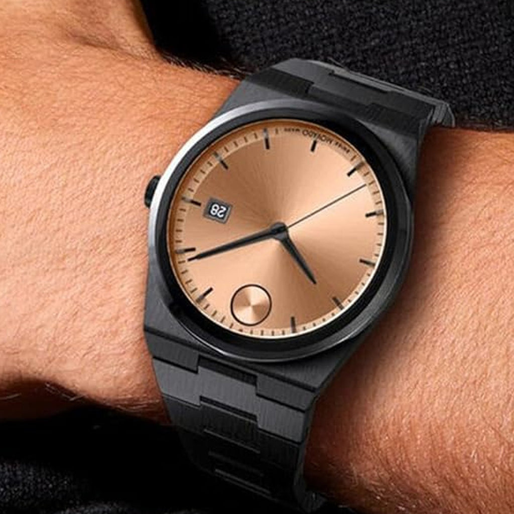 Bold Men Quartz Rose Gold Dial Analog Stainless Steel Watch 3601244