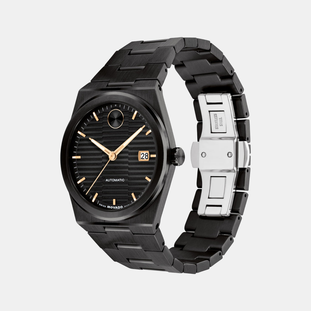 Bold Men Automatic Black Dial Analog Stainless Steel Watch 3601274