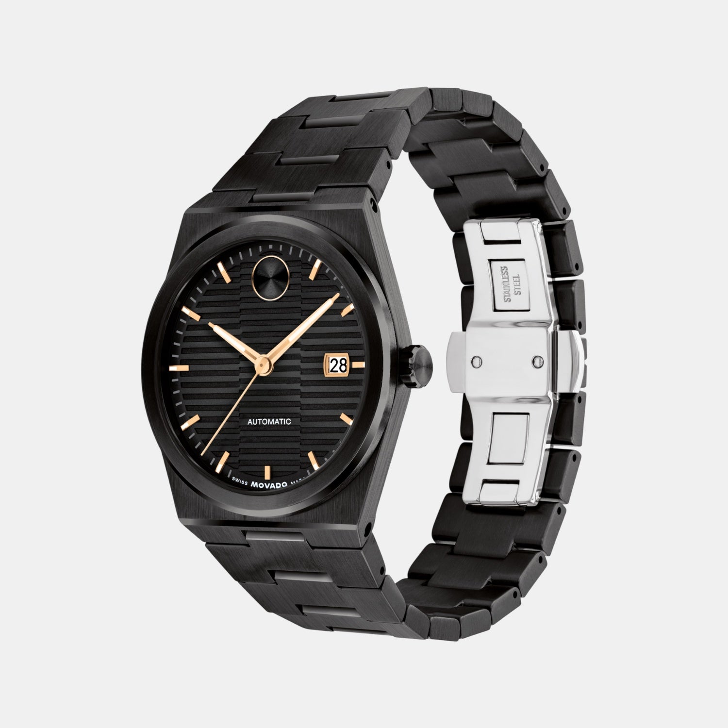 Bold Men Automatic Black Dial Analog Stainless Steel Watch 3601274