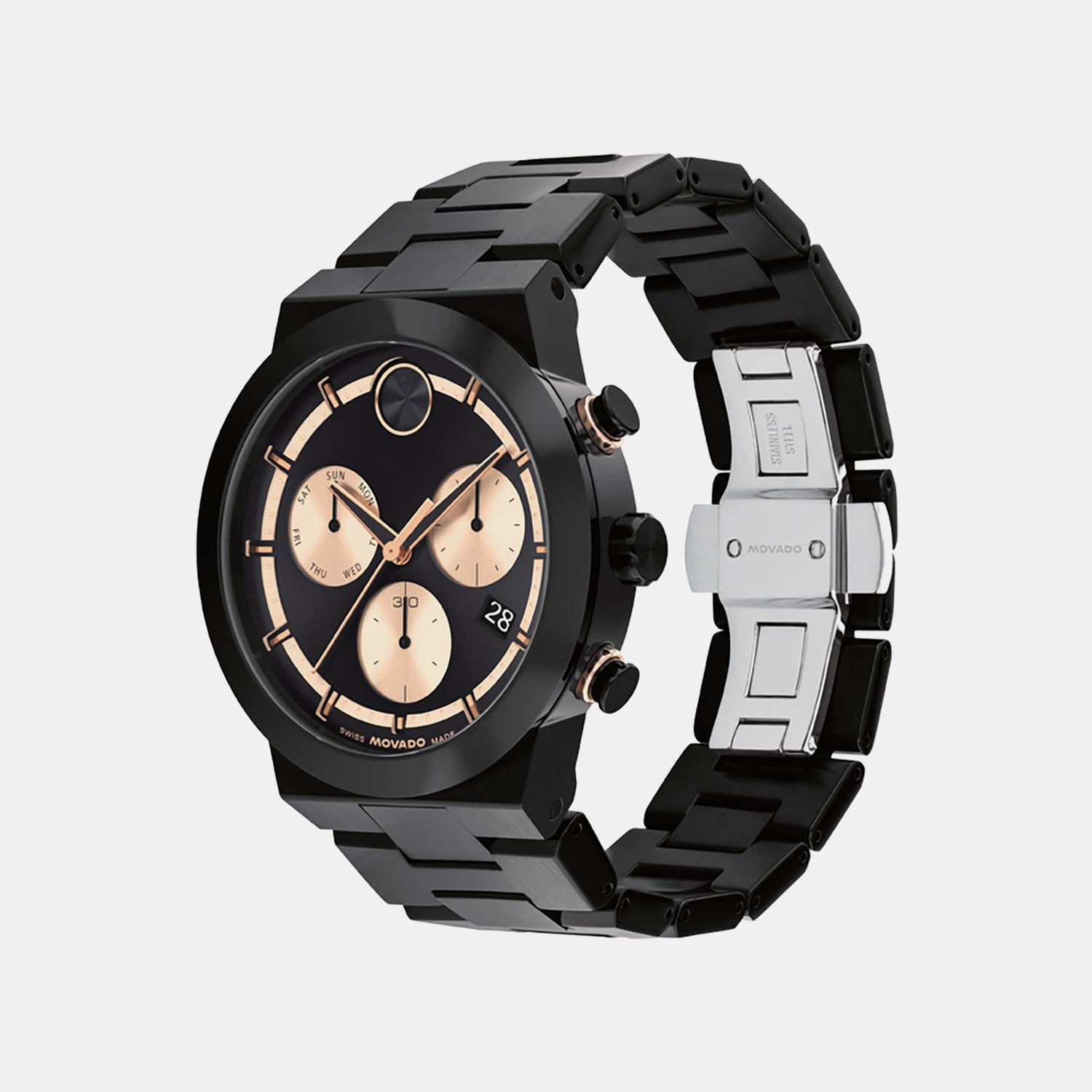 Bold Fusion Men Quartz Black Dial Chronograph Stainless Steel Watch 3601282