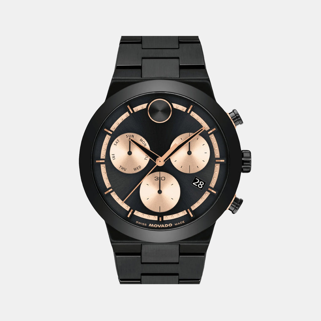 Bold Fusion Men Quartz Black Dial Chronograph Stainless Steel Watch 3601282