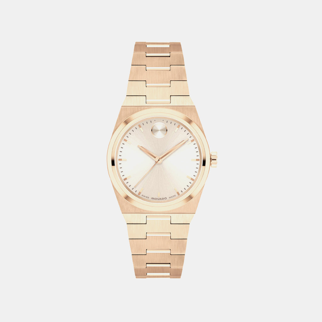 Bold Women Quartz Champagne Dial Analog Stainless Steel Watch 3601293