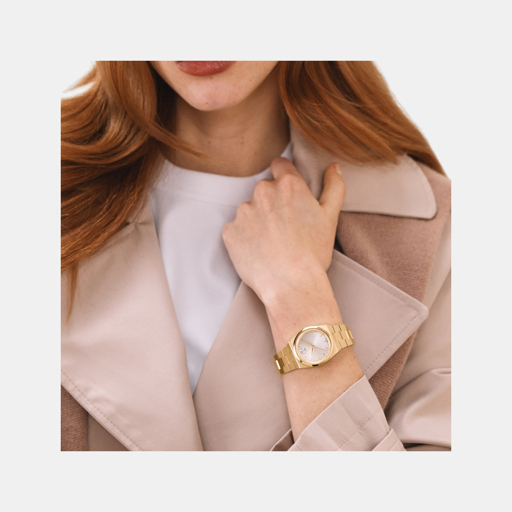 Bold Women Quartz Champagne Dial Analog Stainless Steel Watch 3601293