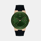 Bold Fusion Men Quartz Green Dial Analog Silicone Watch 3601296