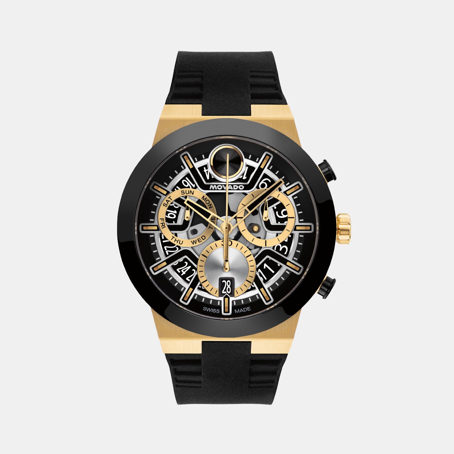 Bold Men Quartz Black Dial Chronograph Silicone Watch 3601307