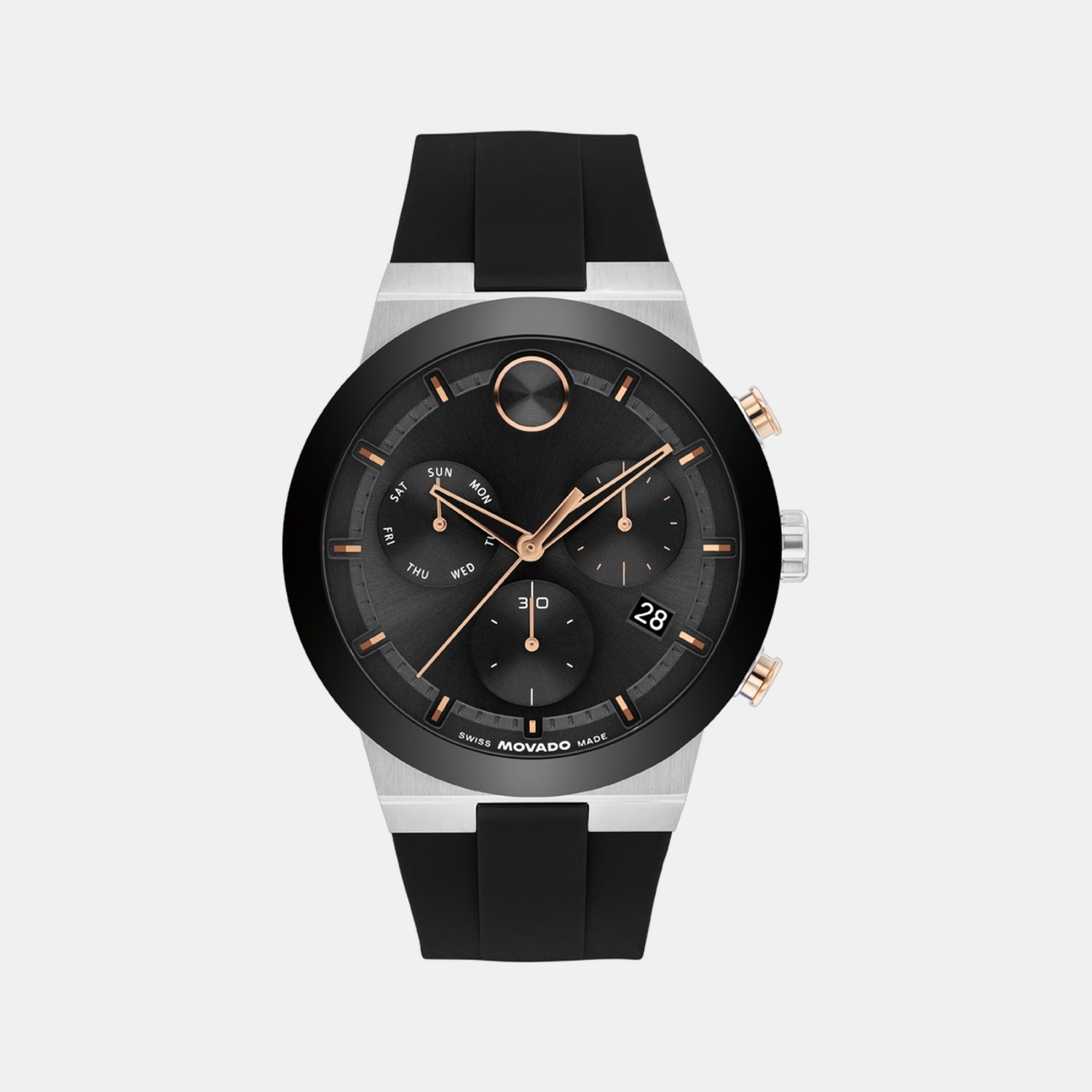 Bold Men Quartz Black Dial Chronograph Silicone Watch 3601330