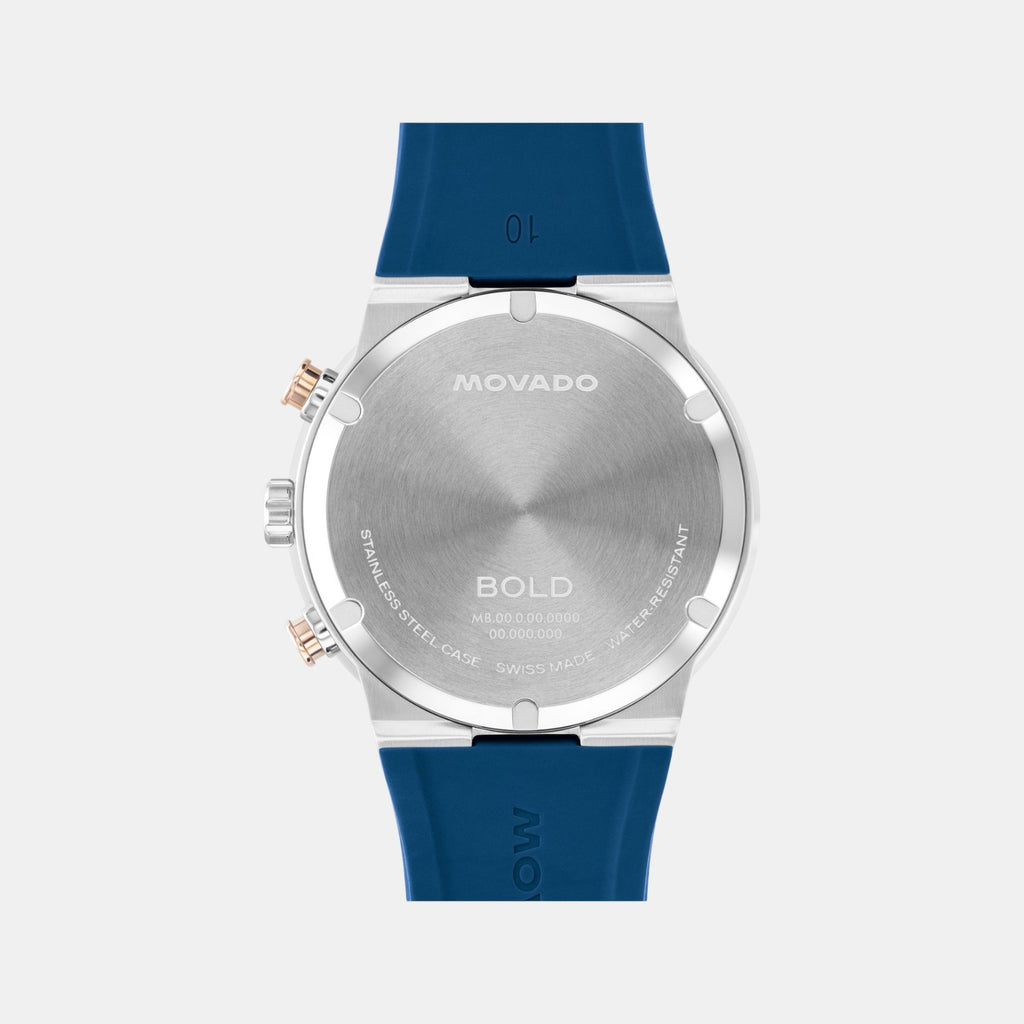 Bold Men Quartz Blue Dial Chronograph Silicone Watch 3601331