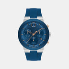 Bold Men Quartz Blue Dial Chronograph Silicone Watch 3601331