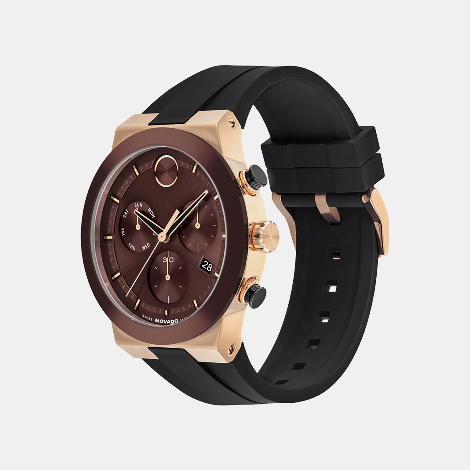Bold Men Quartz Burgundy Dial Chronograph Silicone Watch 3601332