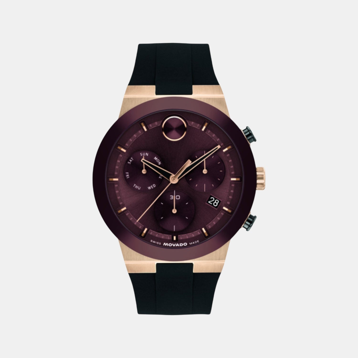 Bold Fusion Men Quartz Cherry Dial Chronograph Silicone Watch 3601332