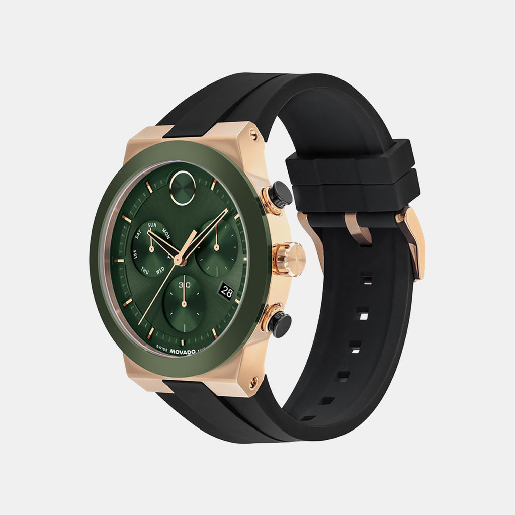 Bold Men Quartz Green Dial Chronograph Silicone Watch 3601333