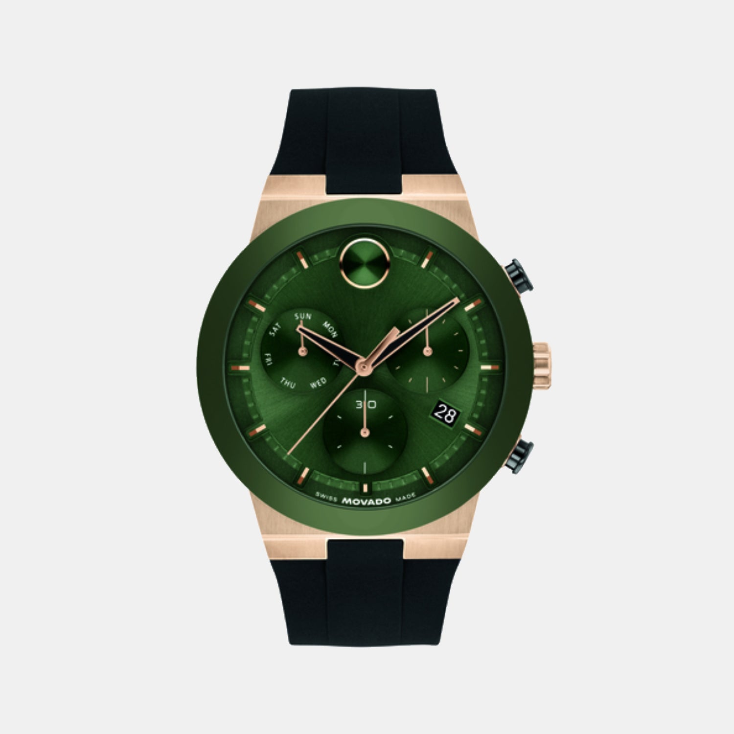 Bold Fusion Men Quartz Green Dial Chronograph Silicone Watch 3601333