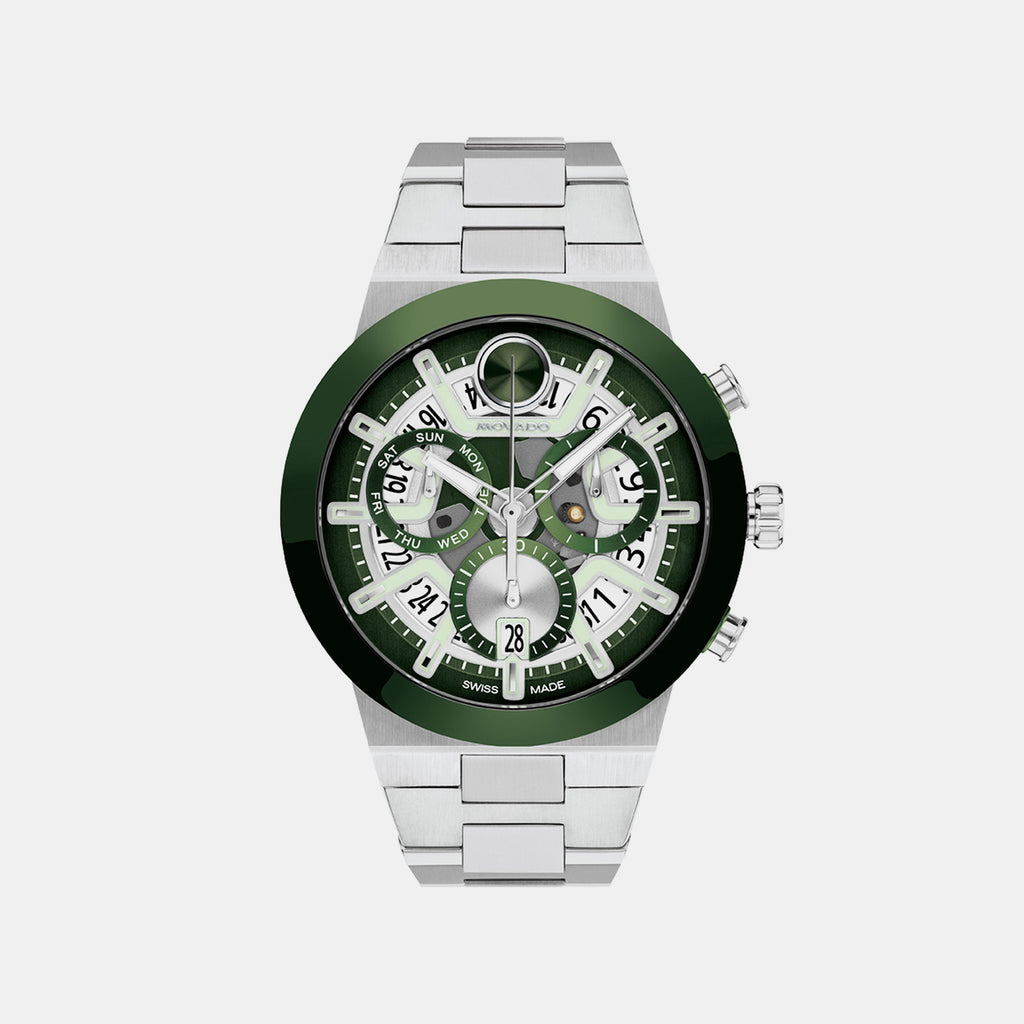 Bold Men Quartz Green Dial Chronograph Stainless Steel Watch 3601398