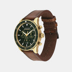 Heritage Men Quartz Green Dial Chronograph Leather Watch 3650062