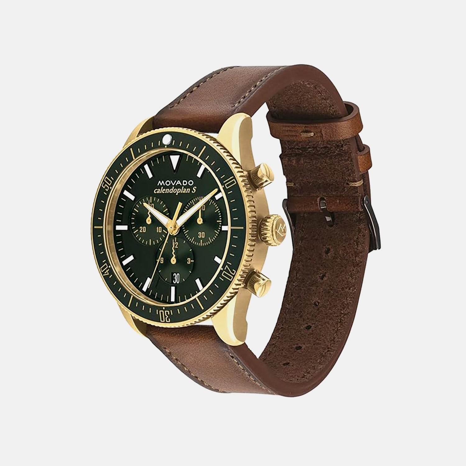Heritage Men Quartz Green Dial Chronograph Leather Watch 3650062