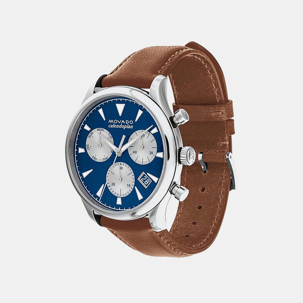Heritage Men Quartz Blue Dial Chronograph Leather Watch 3650113