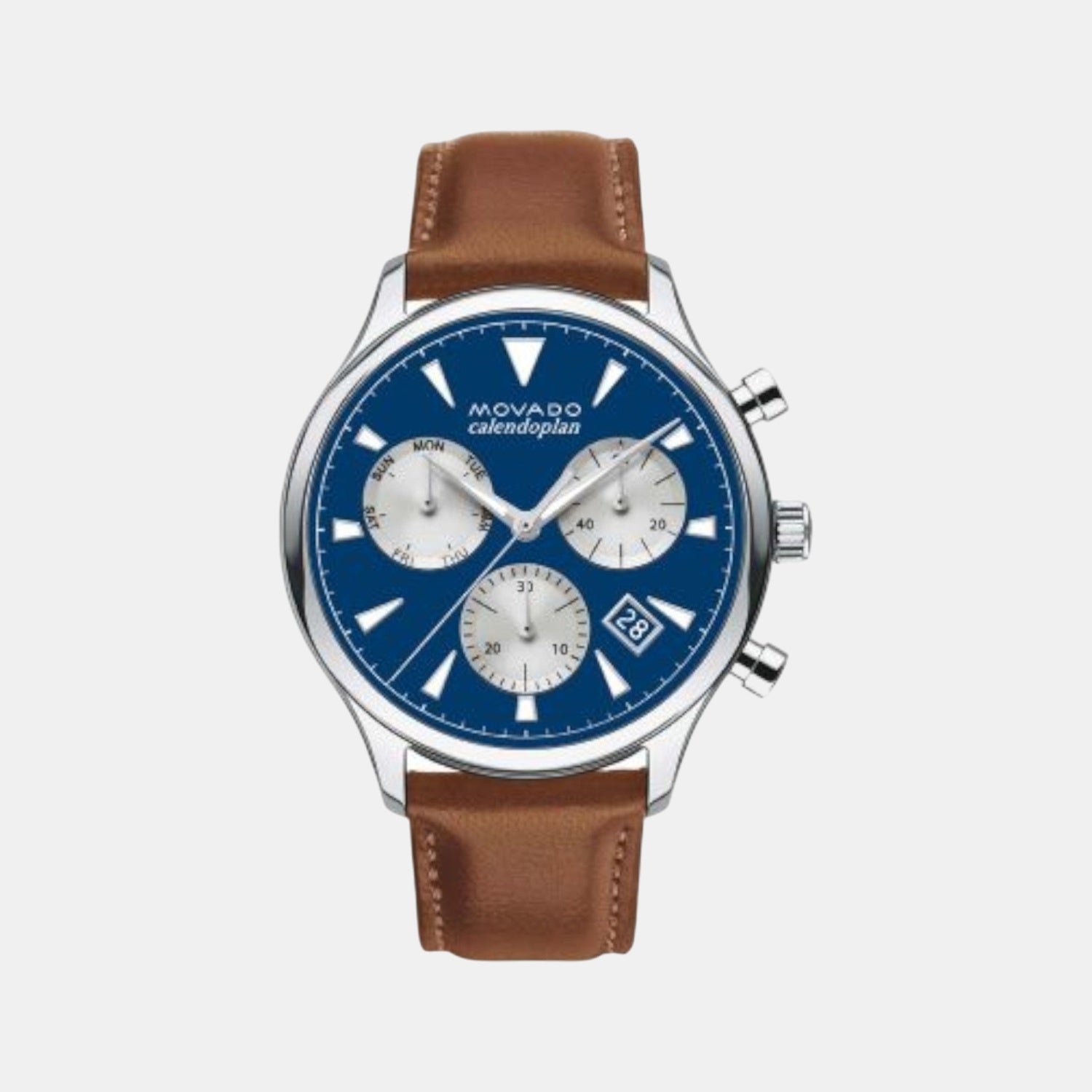 Calendoplan S Heritage Men Quartz Blue Dial Chronograph Leather Watch 3650113