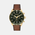 Calendoplan S Heritage Men Quartz Green Dial Chronograph Leather Watch 3650122