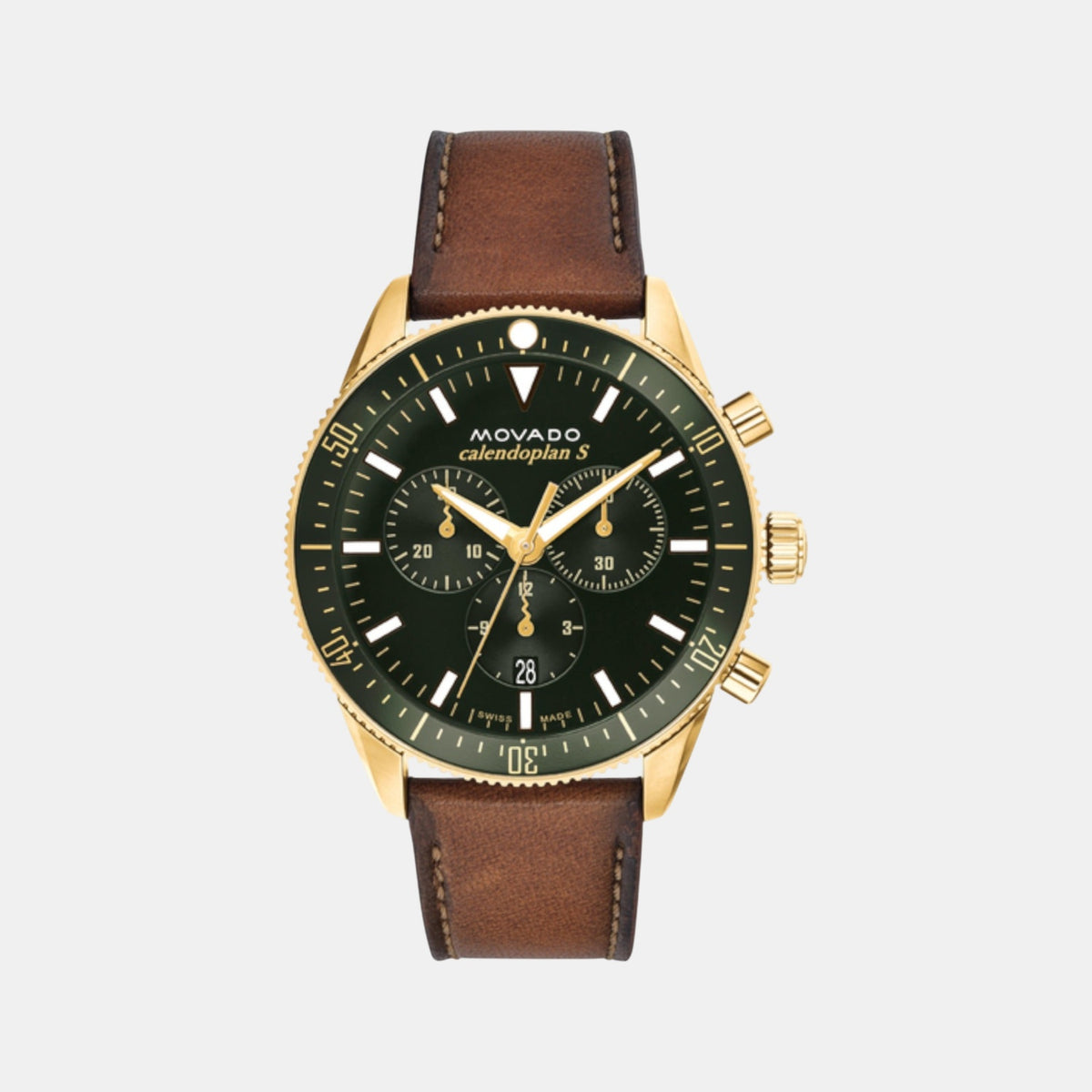 Heritage Calendoplan S Men Quartz Green Dial Chronograph Stainless Steel Watch 3650122