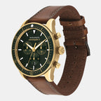 Calendoplan S Heritage Men Quartz Green Dial Chronograph Leather Watch 3650122