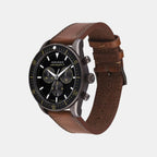 Heritage Men Quartz Black Dial Chronograph Leather Watch 3650123