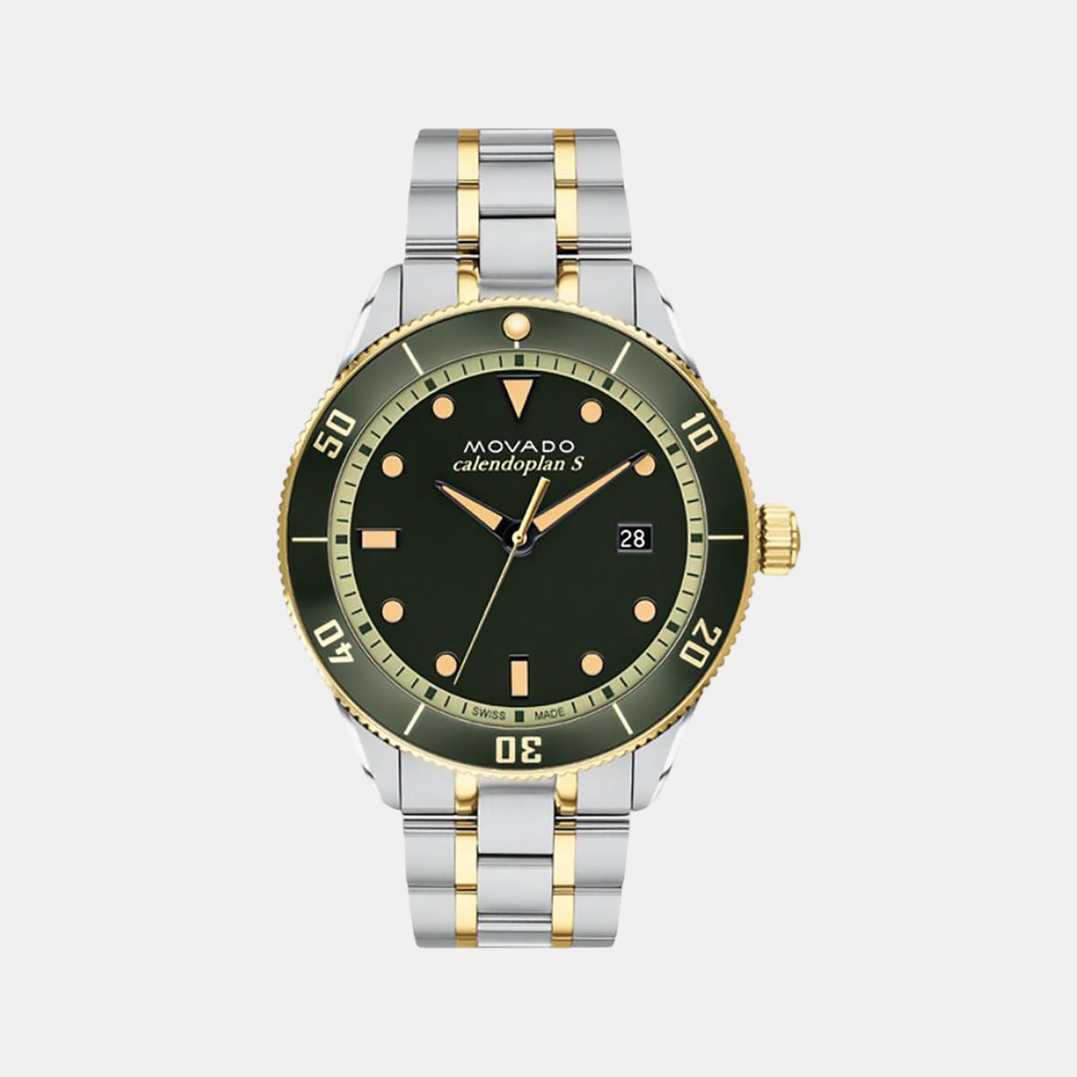 Heritage Calendoplan S Men Quartz Green Dial Analog Stainless Steel Watch 3650127