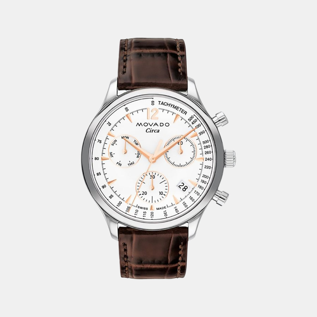 Heritage Men Quartz White Dial Chronograph Leather Watch 3650132