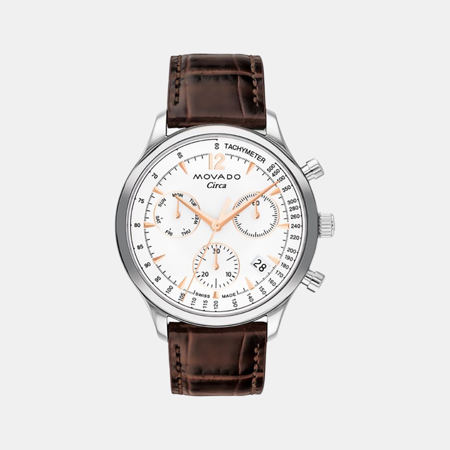 Heritage Men Quartz White Dial Chronograph Leather Watch 3650132