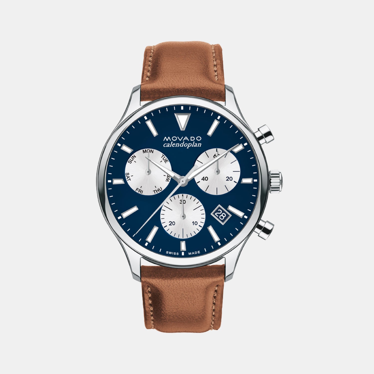 Heritage Men Quartz Blue Dial Chronograph Leather Watch 3650161