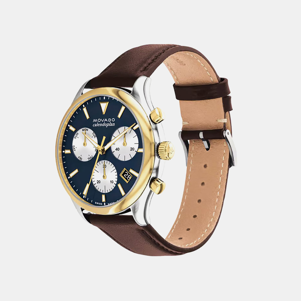 Heritage Men Quartz Blue Dial Chronograph Leather Watch 3650162