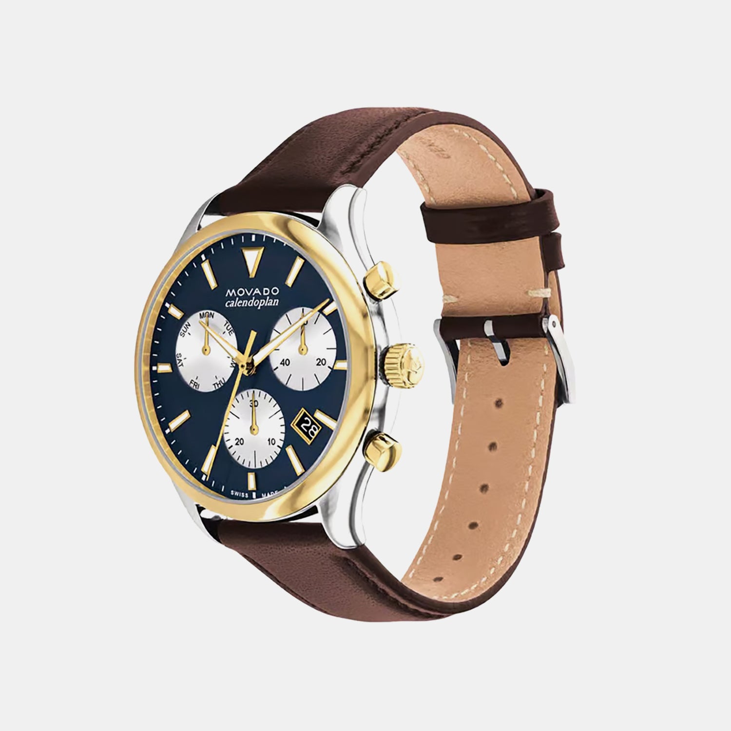 Heritage Men Quartz Blue Dial Chronograph Leather Watch 3650162