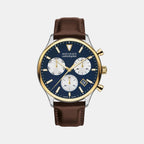 Calendoplan Heritage Men Quartz Blue Dial Chronograph Leather Watch 3650162