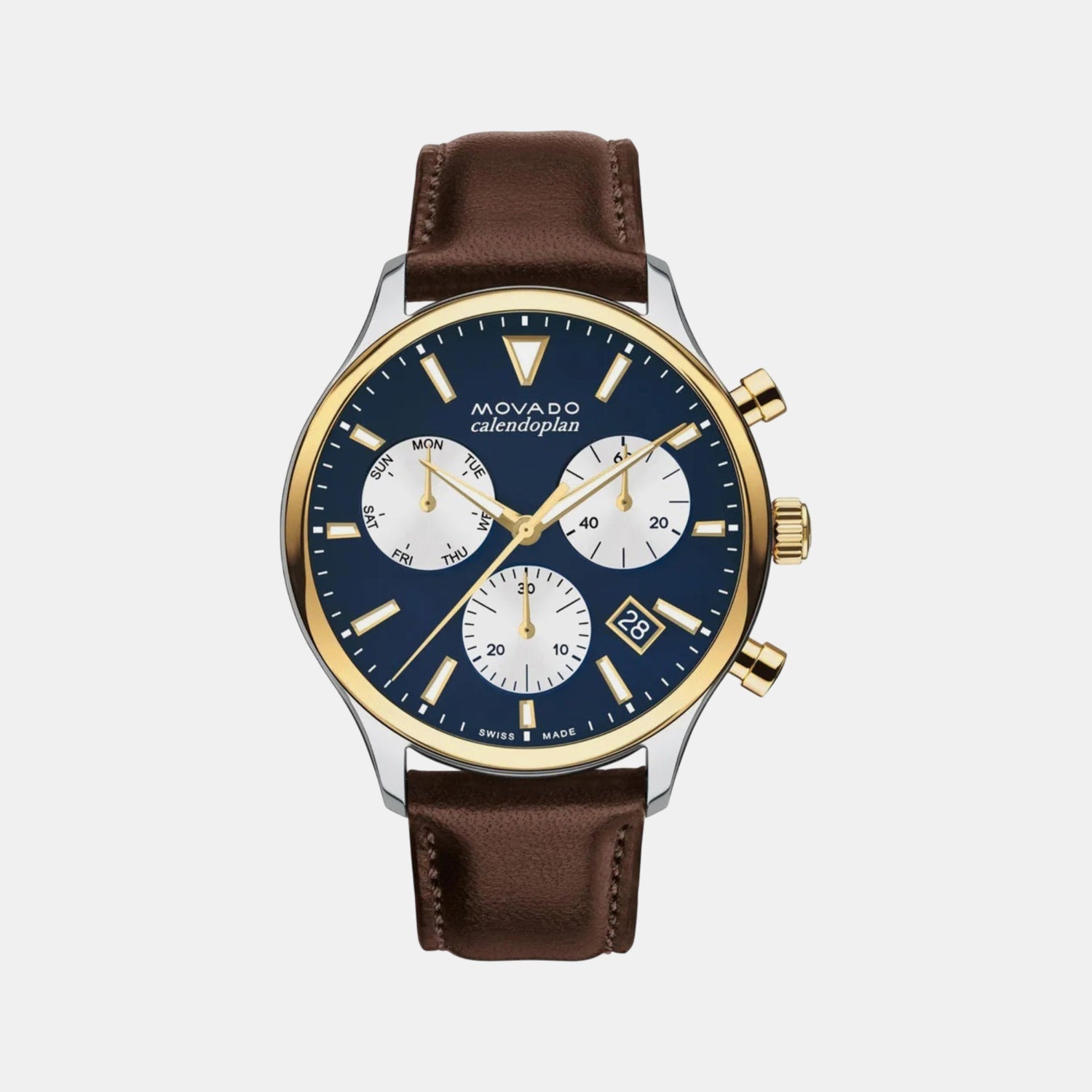 Calendoplan Heritage Men Quartz Blue Dial Chronograph Leather Watch 3650162
