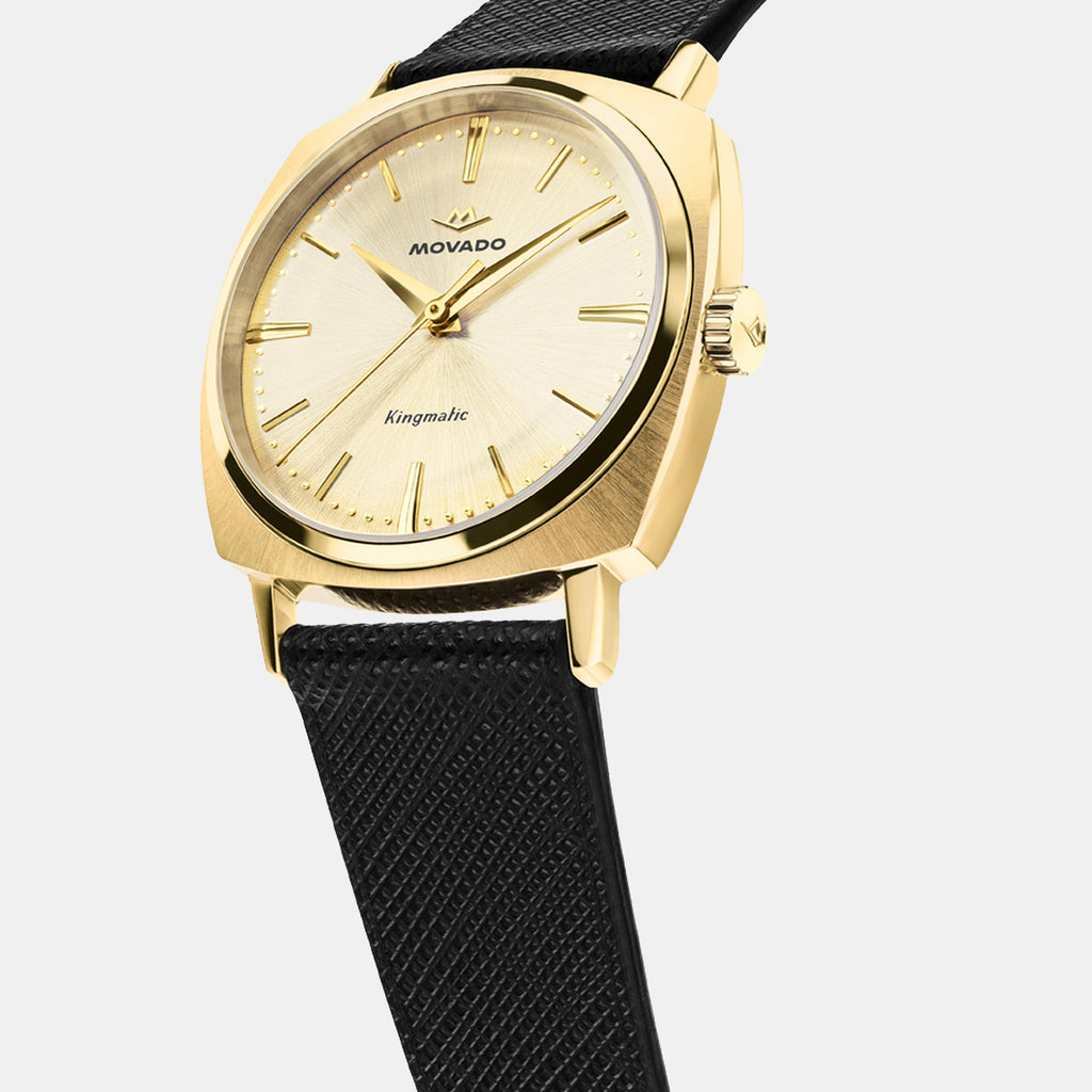Heritage Kingmatic Unisex Quartz Champagne Dial Analog Leather Watch 3650173