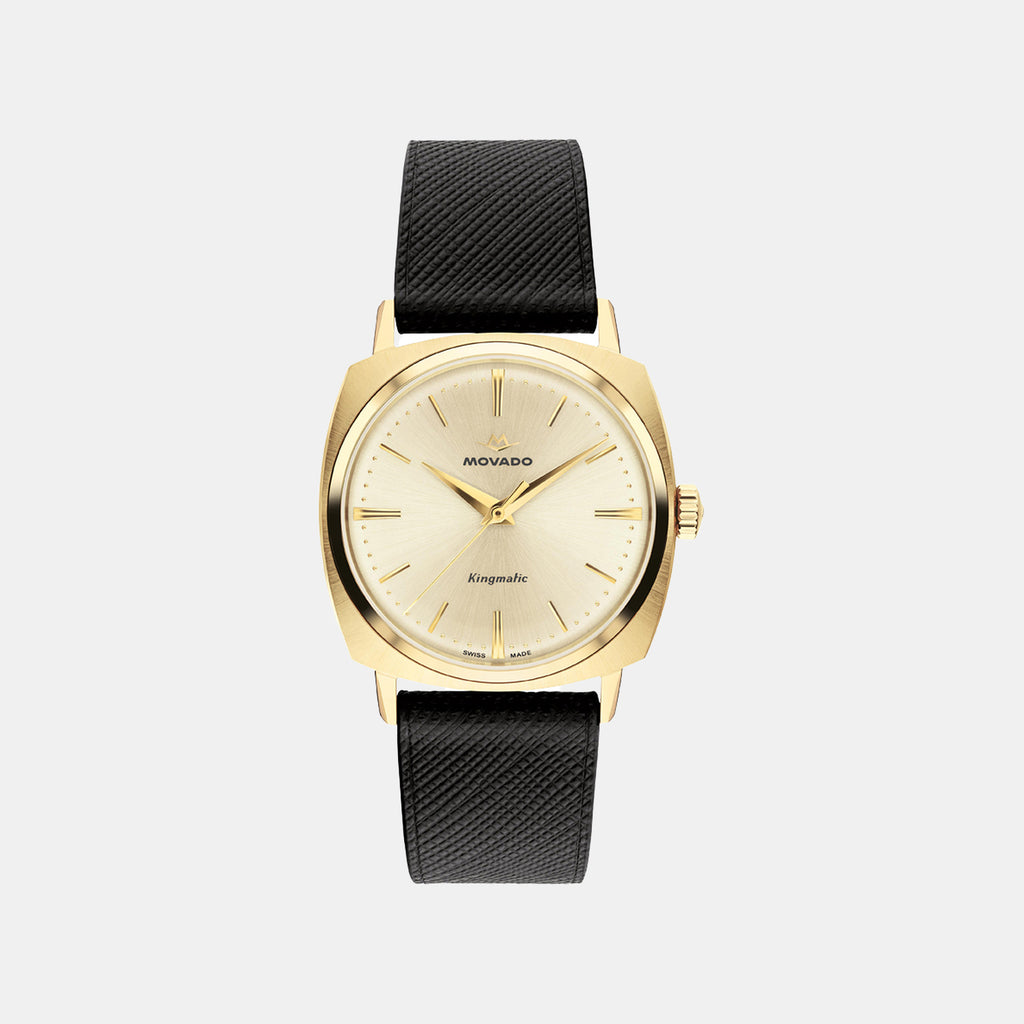 Heritage Kingmatic Unisex Quartz Champagne Dial Analog Leather Watch 3650173