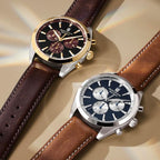 Heritage Men Quartz Blue Dial Chronograph Leather Watch 3650181