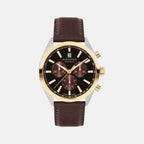 Heritage Men Quartz Black Dial Chronograph Leather Watch 3650182