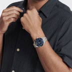 Heritage Men Quartz Blue Dial Analog Stainless Steel Watch 3650185