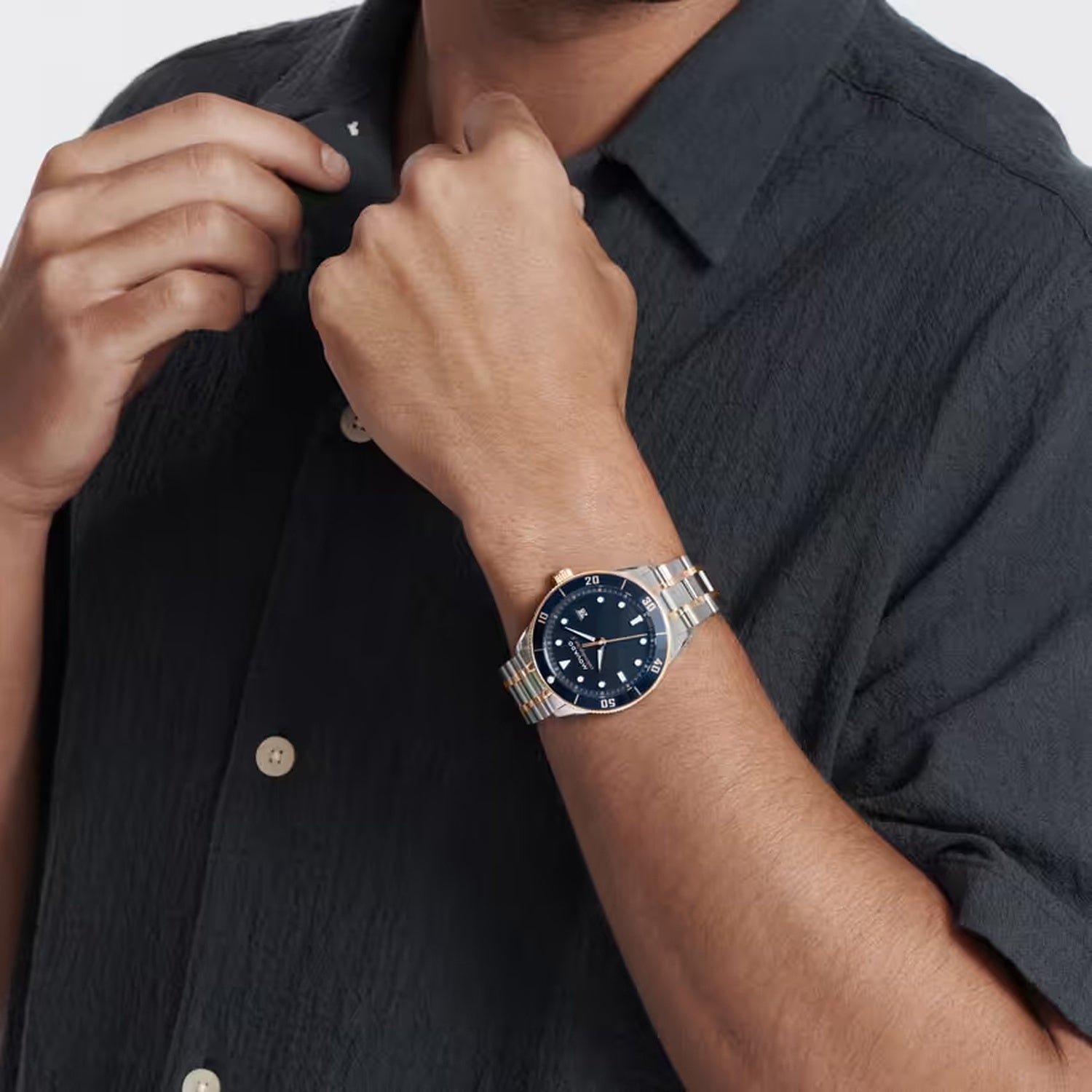 Heritage Men Quartz Blue Dial Analog Stainless Steel Watch 3650185